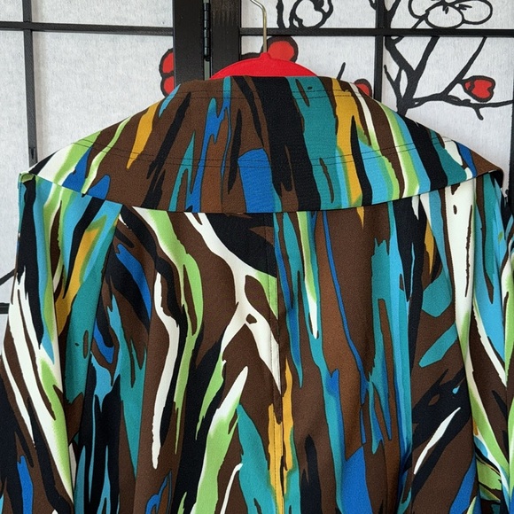 Erin London Large 3/4 Sleeve Multi Color Zebra Stripe Gold Zipper Dress Jacket - Picture 8 of 9